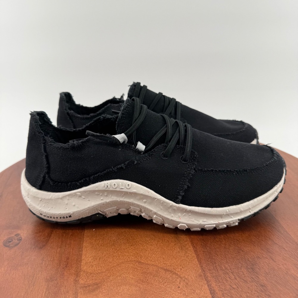 HOLO Footwear Maverick Mens 8 Black Canvas Slip On Sneaker HM123593 Honest Foam